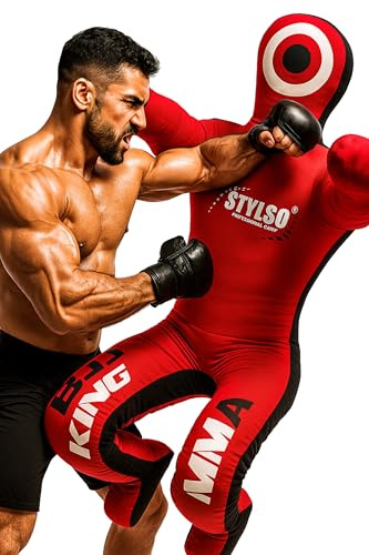 Unfilled Grappling Dummy Wrestling Dummy Jiu Jitsu Training Dummy for BJJ MMA Judo Karate Adults Kids Red 59
