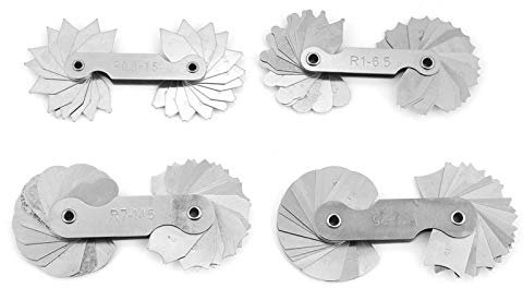 Radius Gauge -4pcs Stainless Steel Radius Fillet Gauge Measuring Tool R0.3-1.5/ R1-6.5/ R7-14.5/ R15-25