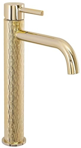 REA Badrumsblandare Engrepps Tvättställsblandare Höjd 28cm Guld Köksblandare i rostfritt stål