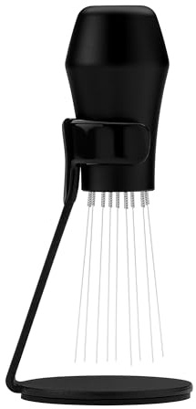 Normcore WDT Distribution Tool with Stand V3-9 Prong Needle Espresso Stirrer - 18 Needles 0.25mm / 0.3mm Thick Spring Wires - Weiss Distribution Technique - Anodized Aluminum Handle