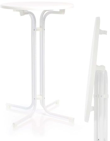 Toboli klappbarer Bistrotisch in Weiß Ø80cm runder Stehtisch Indoor/Outdoor Klapptisch 110cm hoch