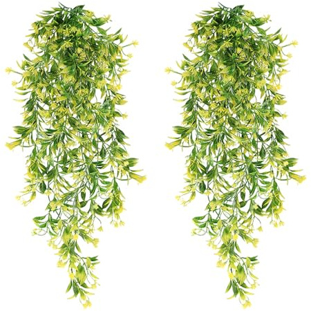 2 Pezzi Pianta Finta Cadente,78CM Pianta Artificiale Sospesa Piante Finte da Interno Ghirlanda di Edera Finta da Esterno Plastica Piante Pendenti Artificiali per Giardini Soggiorno Balconi Cucina-2