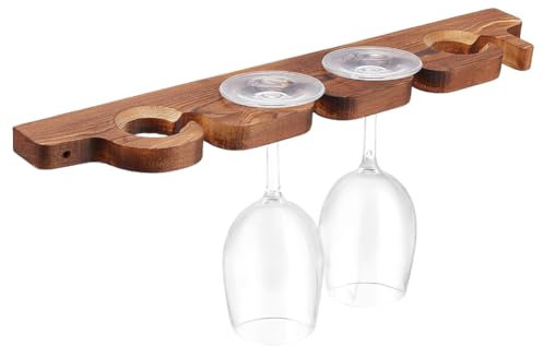 PH PandaHall 2pcs Support en Bois pour Verres à Vin Support à Verres à Pied en Bois Étagère Suspendue Porte-verres en Bois avec 4 trous pour Bar Restaurant Rangement de Verres à Pied 43x7.5cm