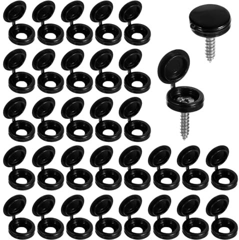 ZEYIYER 100 PCS Black Screw Caps, Plastic Caps for Screws Plastic Nut Cap Hinged Screw Cover 4-6mm Screws Protection for M4 Screws (Black)