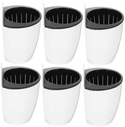 POPETPOP 7pcs Wall Mounted Self Watering Plant Pot Round Hanging Succulent Planter Automatic Water Absorption Sturdy Plastic for Home Office Gardening