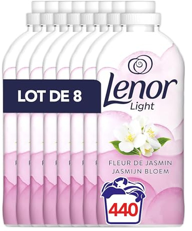 Lenor Light Adoucissant 440 Lavages (55x8), Parfum Fleur De Jasmin, 24H De Fraîcheur Légère, Testé Dermatologiquement, Fabriqué En France,