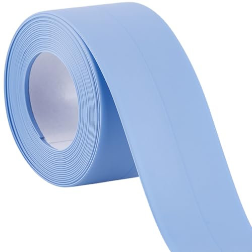 craspire 10.5 Pieds Ruban d'étanchéité étanche Bande d'étanchéité pour Toilettes Bleu PVC Antitache Autoadhésif Salle de Bain Baignoire Cuisine Coin Calfeutrage Protection Ruban Décoratif