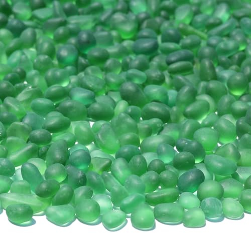 QYGL Sea Glass Stones - 2.9LB/46.4oz Green Frosted Glass Pebbles