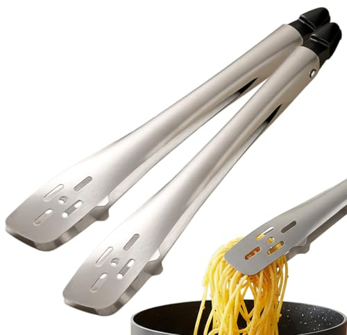 Pinzas de Cocina 2 Piezas, 32cm Pinzas Barbacoa Acero Inoxidable, pinzas de Metal de Bloqueo para Alimentos, Multifuncional Pinza de Chef Resistentes al Calor para Cocinar, Asar, Buffet, Bistec, Pan