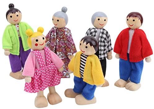 SPYMINNPOO Figuras de Muñecos de la Familia Warm Pine, Juguetes de Personas en Miniatura para Casa de Muñecas, Juegos de rol, Juguetes Educativos para Niños (6 Marionetas japonesas y Coreanas)