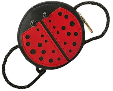 VILLCASE Bolso Bandolera Diseño de Mariquita, Pequeño Bolso Cruzado de PU Rojo para Niñas, Cartera Infantil Ligera para Paseo y Uso Diario