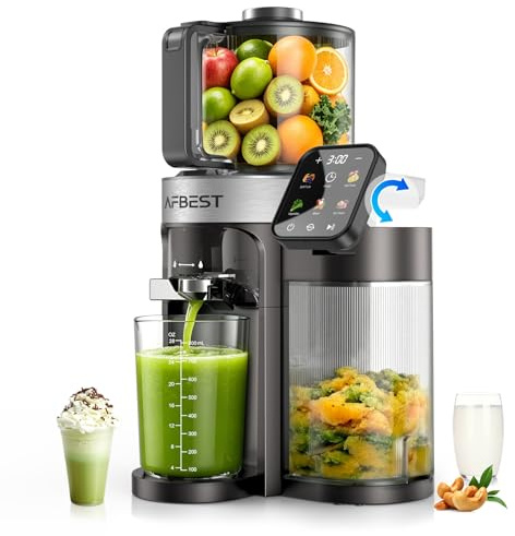 2026 Upgraded Cold Press Juicer, 155MM Wide Chute Juicer Machines with 2.5L Self-Feeding Hopper, 3-in-1 Smart Touch Juicer for Whole Fruits & Vegetables, Sorbet & Nut Milk, Easy Clean