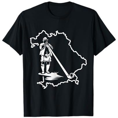 Fierté Régionale Bavaroise Joueur Cor des Alpes Alphorn T-Shirt