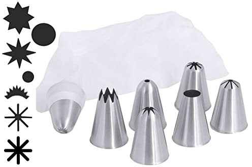 Contacto Edelstahl Spritztüllen-Set mit 7 Tüllen und Spritzbeutel