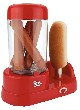 Jocca - Máquina de Perritos Calientes con Display, 350W, Capacidad 6 Salchichas, Barra de Acero Inoxidable, Rojo