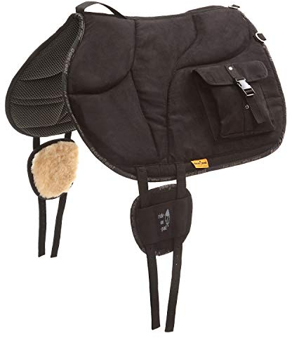 Barefoot Ride-On-Pad mit Taschen - Pferdefreundliches Design, V-Gurtung, Sympanova-Unterseite, Mikrofaser-Oberfläche - Ideal für ältere Pferde oder Pferde mit empfindlichem Rücken - Schwarz