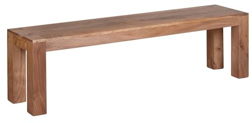 FineBuy Esszimmer Sitzbank Massiv-Holz Akazie Holz-Bank Natur-Produkt Küchenbank im Landhaus-Stil Größe wählbar Braun