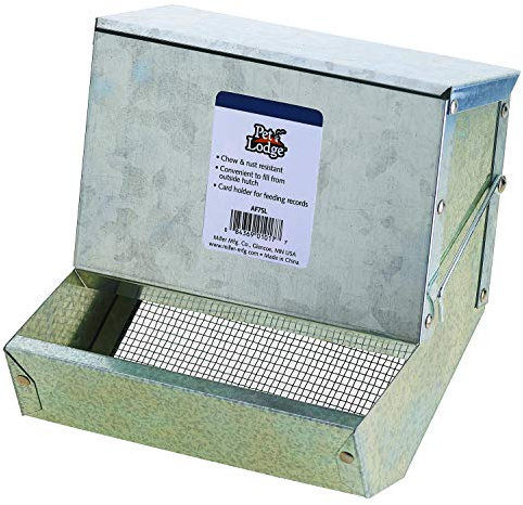 Pet Lodge® Small Animal Feeder with Lid and Sifter Bottom | Outdoor Gravity Feeder for Rabbits, Ferrets and Other Small Animals | Heavy Duty and Durable