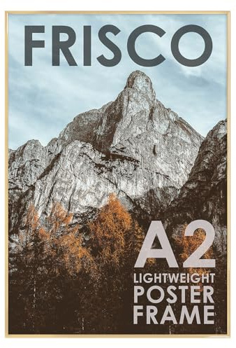 Kenro Frisco Plastic Picture Frames (Box of 1) - A2 / 42x59.4 Wall Hanging Stylish Photo Frame with Glass Front - Gold