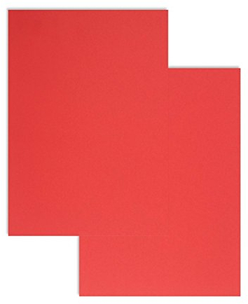 100 Stück, Farbiges Briefpapier, Din A4, 80 G/Qm Colorista, Rot, Blanke Briefhüllen