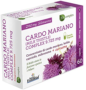 Cardo Mariano, 60 Capsule - Concentrato di Cardo Mariano, Boldo, Carciofo, Achillea, Curcuma - Integratore Naturale - Nature Essential