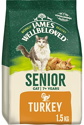 James Wellbeloved Senior Turkey 1.5 kg Bag, Hypoallergenic Dry Cat Food
