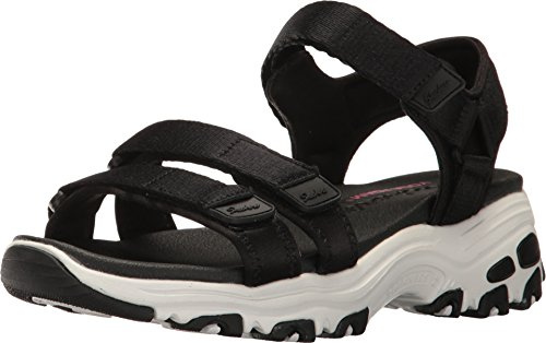 Skechers D'lites Fresh Catch, Sandalia Mujer, Negro, 41 EU