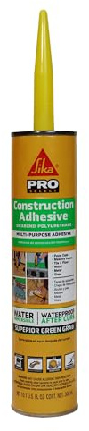 SikaBond Construction Adhesive, Gray, Advanced Polyurethane for Outdoor. Water immersible & Waterproof, 10 fl.oz