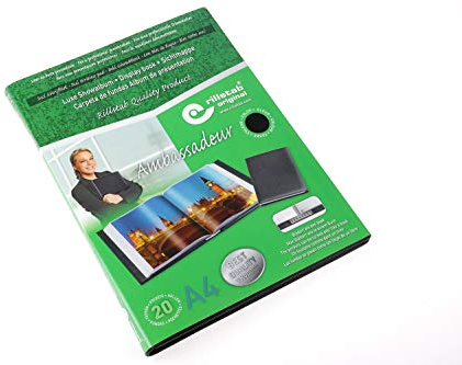 Rillstab Präsentationsbuch Kunstleder im A4-Format mit 20 Hüllen - Sichtbuch, Portfolio- und Projektordner für Besprechungen & Konferenzen - Schwarz – RI98024