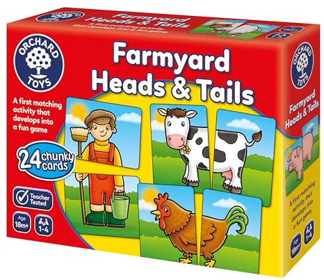 Orchard Toys Farmyard Heads and Tails Game, Memory & Matching Pairs Card Game, Educational Games and Toys for Toddler and Preschool, 18-Month-Old and Up
