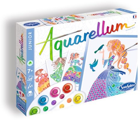 SentoSphère - AQUARELLUM JUNIOR - PRINCESSES FLEURS - Kit peinture - Peinture Aquarellable Magique - A partir de 7 ans - fabriqué en France