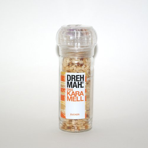 Sucre caramel DREHMAHL© en moulin (75 g) pour café et desserts, sucre gourmet aromatisé au caramel, moulin rotatif avec sucre aromatisé (caramel)