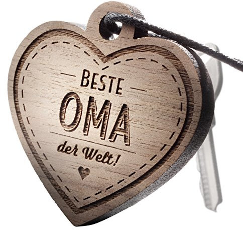 schenkYOU Premium Schlüsselanhänger aus Echtholz vorgraviert - personalisierte Geschenkidee für Weihnachten - Gravur „Beste Oma der Welt!„
