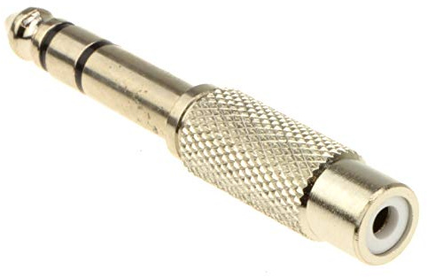 kenable RCA Phono Socket to 6.35mm Stereo Jack Plug Adapter Nickel