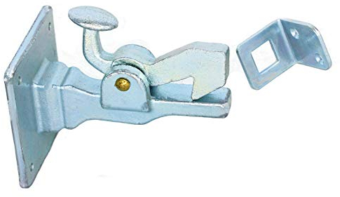 UHRIG Torfeststeller feuerverzinkt, Torhaken, Türstopper, Türfeststeller, Anschlag für Gartentür, Tor usw. (Feststeller mit Wandplatte)