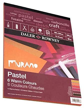 Daler-Rowney Murano 160gsm 12 x 9in Pastel Paper Pad, 160gsm, Honeycomb Texture, Glued 1 Side, Cotton Content, 30 Warm Colours Sheets, Ideal for Professional Artists & Students