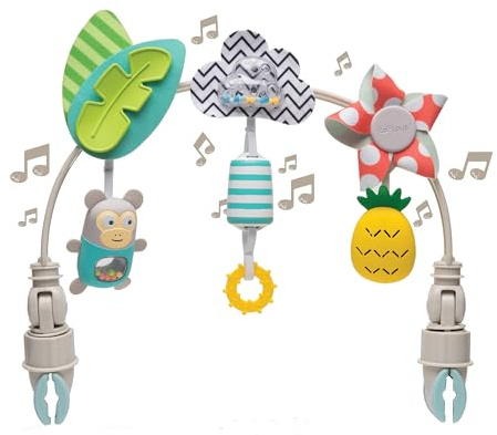 Taf Toys Tropical Arch Adjustable Infant Car Seat & Stroller Toy for Infant & Toddlers, Stroller Arch, Baby Crib Toys Clips on Prams/Car Seats/Bouncers Encourages Motor Skills & Sound Exploration