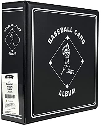 BCW Supplies 3 Baseball Album - Black | Premium Durable Binder for 90 Baseball Cards Heavy-Duty D-Ring, Lasting Durability, and Classic Display | Ideal for Collectors, Storage, and Card Protection