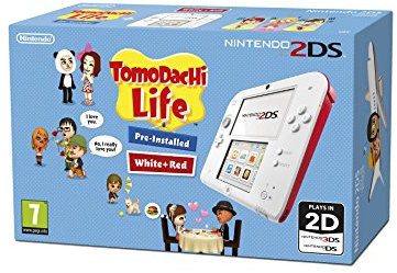 Nintendo Handheld Console - White/Red with Pre-installed Tomodachi Life (Nintendo 2DS/3DS)