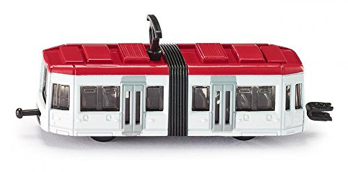 Siku 1011, Straßenbahn, Metall/Kunststoff, Weiß/Rot, Standard Eisenbahnkupplungen zum Verbinden mit Anderen Zügen