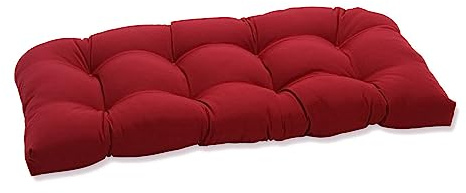 Pillow Perfect Pompeii Solid Indoor/Outdoor Wicker Patio Sofa/Swing Cushion Tufted, Weather and Fade Resistant, 19 x 44, Red
