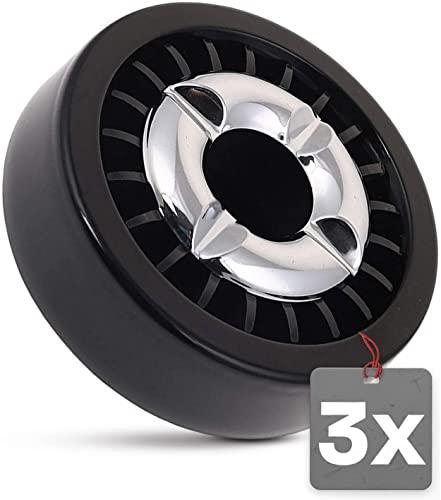 Praknu 3 Gluttöter Aschenbecher für Draußen Schwarz - Windgeschützt - Spülmaschinenfest - Wetterfest - Für Indoor und Outdoor