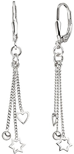 Jobo Damen-Ohrringe Stern hängend aus 925 Sterling Silber