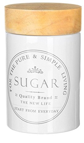 Azucarero pure living stoneware 10 x 10 x 15,50 cm capacidad: 700 cc. con tapa de madera de roble. (Azucarero)