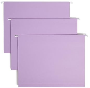 Smead Standard Hanging File Folders, 25 Count, Lavender, 1/5-Cut Adjustable Tabs, Letter Size (64064)