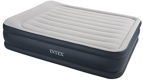 Intex 12-67738 Luftbett Deluxe Pillow grey-blue Queen, inklusive eingebauter Luftpumpe, 157 x 203 x 48 cm (L x B x H), 230 V