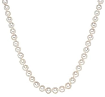 Valero Pearls Damen Perlenhalskette Hochwertige Süßwasser-Zuchtperlen 10-11 mm Rund weiß 925 Sterling Silber - Perlenkette Halskette echte Perlen