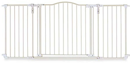 Toddleroo by North States - Deluxe Décor Safety Gate: Extra Wide Baby Gate - Adjustable 38.3 to 72 Inches W - 30 Inches T - Taupe - Metal - Warm White