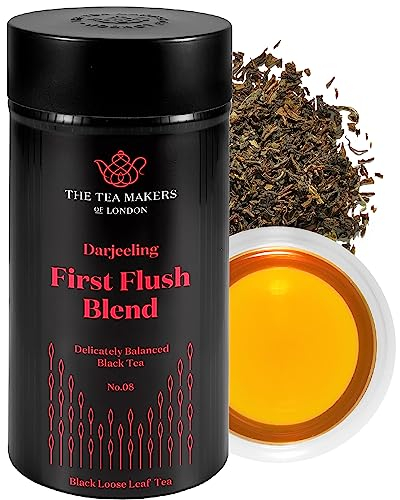 Darjeeling Tea Loose Leaf - Natural First-Flush Indian Black Tea Leaves - Sweet Fruity & Muscatel with Subtle Orange Blossoms Notes - Easy to Brew Darjeeling Tea by The Tea Makers of London