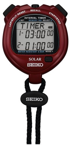 Seiko S062 Solar Power Stopwatch/Interval Timer (Red)